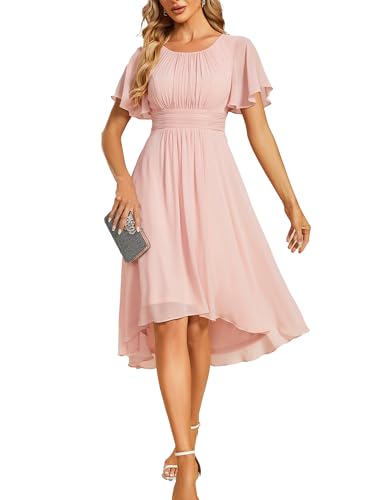 Ever-Pretty Women's Chiffon Crew Neck Empire Waist Short Sleeve Semi