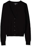 Leichter Stoff Amazon-Marke: MERAKI Baumwoll-Strickjacke Damen mit V-Ausschnitt, Schwarz (Black), 36, Label: S