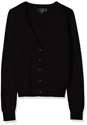 Marchio Amazon - MERAKI Cardigan Cotone Donna Scollo a V, Nero (Black), 40, Label: XS