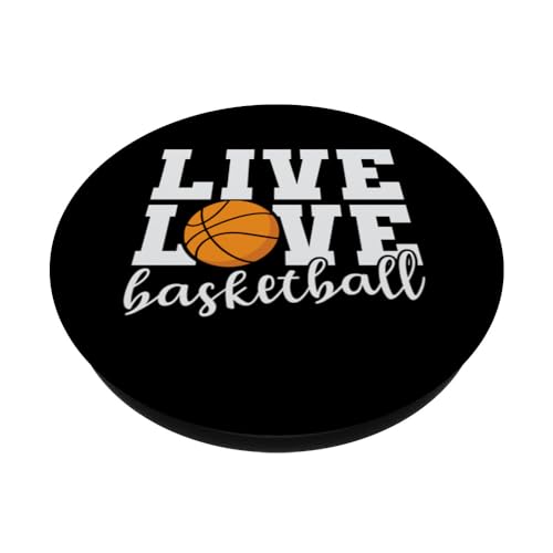 Live Love Basketball Ball Sports America USA PopSockets Swappable PopGrip, Black - Image 2