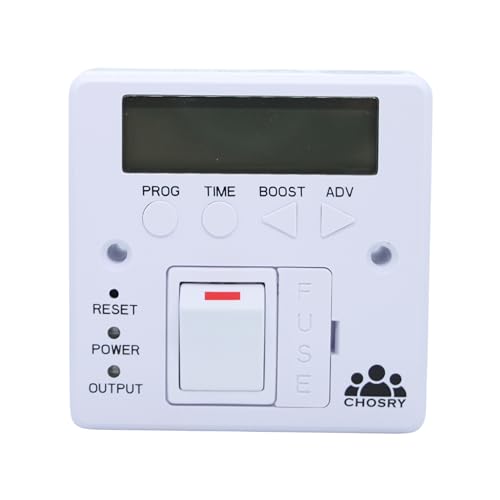CHOSRY Programmable Fused Spur Timer Switch for electric towel rails, heating, and lighting (7 day, 24 hours) (if showing as unavailable, please visit our store at chosry dot com)