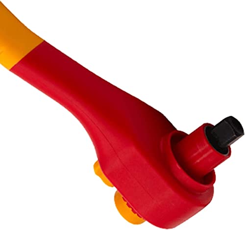 Wedo 1/4" Ratchet Wrench Insulated, Electricians Safety Wrench, Vde 1000V Anti-Slip Handles, Head Die-Forged Of Chrome Vanadium Steel. Length 6". #TOP3