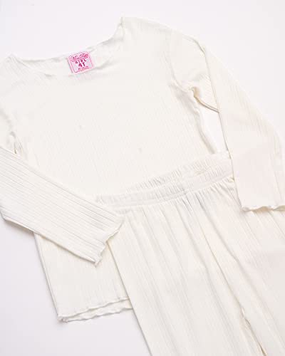 Girls' Pajama Set - 4 Piece Rib Knit Sleepwear Shirt and Joggers, Shorts (4-6X)2