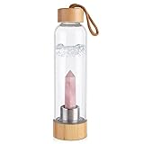 Botella De Agua,Botellas De Cuarzo Natural Rosa,Botella Con Cuarzos 550Ml,Tapa...