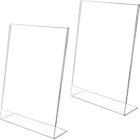 Aieraczy 2 Pack Acrylic Sign Holders A5, Plastic Display Stands A5 Acrylic L-Shaped Base Menu Holders for Tables, Poster Counter Leaflet Sign Stands for Restaurant, Hotel, Office, Shop Stall Cover