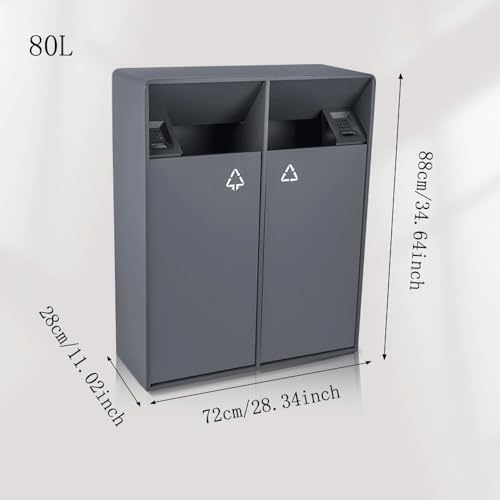 WOTZOV Mülltonne, 38L/80L Mülltonne für den Außenbereich, Doppelfässer, graue quadratische Metallmülltonne, Moderne gewerbliche Haushaltsmülltonne, Abfalleimer für den Außenbere,L – Bild 3