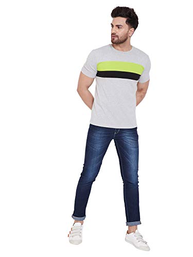 Image of GRITSTONES Half Sleeves Color Block Round Neck T-Shirt for Men -GSHSTSHT2520 P