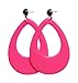 Neon Nation Circular Oval Earring w/ Silver Top 1980s Costume Party (Pink)