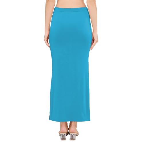Image of DESI GIRL Satin Shimmer Stretchable Saree Shapewear Petticoat with Drawstring for Women | Mermaid fit Saree Petticoat with Side Slit for Easy Movement | Saree Shaper | Long inskirt