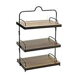 Gourmet Basics by Mikasa 5217144 Sierra Adjustable Metal Buffet Stand with Removable Acacia Serving Trays, Antique Black