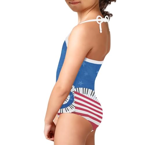 Image of One Piece Swimsuit for Girls Beach Bathing Suit Halter Straps Sports Swimwear for 1-10 Year Toddler Kids