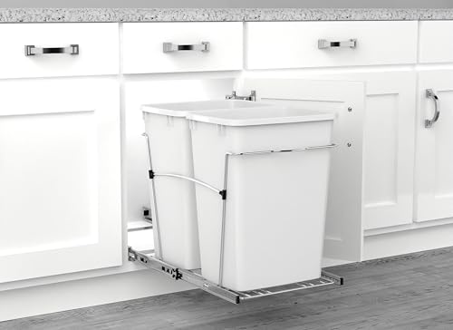 Image of Rev-A-Shelf Double Pullout Garbage Trash Cans for Kitchen Cabinets, 35 Qt