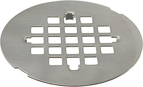 Image of Westbrass A206P-07 2 inch No-Caulk PVC Compression Shower Drain with 4-1 /4 inch Round Grid Cover, Satin Nickel