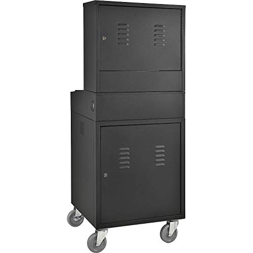 Image of Global Industrial Mobile Security LCD Computer Cabinet Enclosure, Black | For 24 inch Diagonal Monitors, Steel Construction, Powder Coat Finish, 24-1 /2 inchW x 22-1 /2 inchD x 62-3 /4 inchH, Unassembled