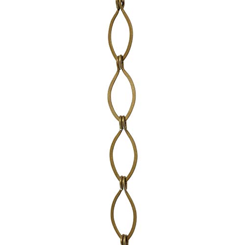 Image of RCH Hardware CH-04-AB-3 Decorative Antique Solid Brass Chain for Hanging, Lighting - Sleek Ovals and Unwelded Links (3 ft /1 Yard)