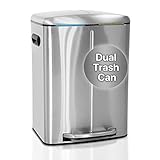 Kitchen Trash Can with Lid & Double Barrel for Bedroom Bathroom Office High Capacity Step Trash Bin...