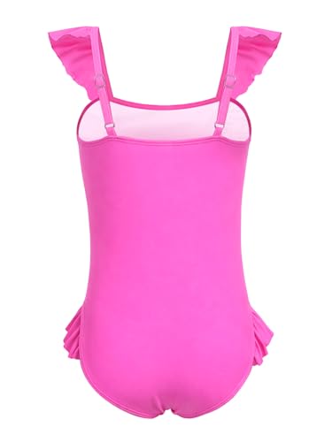 Image of DAXIANG Girls One Piece Ruffle Strap Swimsuit Quick Dry Mermaid Swimwear Beach Sport Bathing Suit for Toddler Kids 4-11 Years