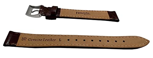 16Mm Brown Genuine Leather Watchband | Round Alligator Crocodile Grain, Lightly Padded Replacement Watchstrap That Brings New Life To Any Watch (Mens Long Length) #TOP1