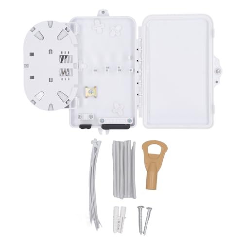 Respicefinem Caja de distribución de fibra óptica de 6 núcleos, caja de terminales FTTH para interiores y exteriores, diseño en capas, giro de 180 grados, plástico ABS