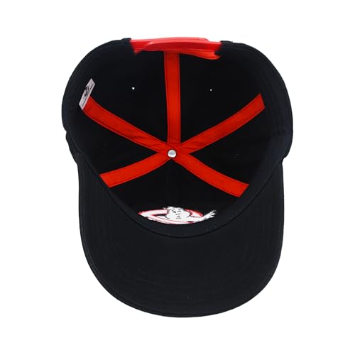 Image of Ghostbusters Baseball Cap, Ghost Logo Adjustable Snapback Hat with Curved Brim, Black, One Size