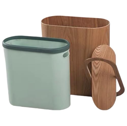 Biizhe 木製ゴミ箱 スイング蓋ゴミ箱 ゴミ箱 ふた付き ゴミ箱 家庭用モダンなゴミ箱 4L大容量 おしゃれ 単純 寝室 リビングルーム バスルーム オフィスに最適 (木の色,内筒付)