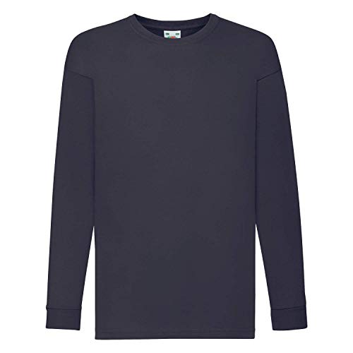 Fruit of the Loom Camiseta de manga larga para niños Valueweight, azul oscuro, 128-134 cm (8-9 Años)