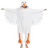 YEKRUTCOS Adult Goose Onesie Halloween Costume Animal One-Piece Cosplay Pajamas for Women and Men