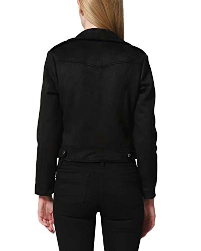 CHARTOU Women's Fall 2023 Fashion Faux Suede Leather Casual Moto Biker Jacket Coats (Small, Black)
