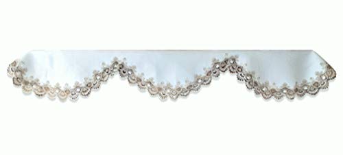 Galleria di Giovanni Mantel Shelf Scarf Taupe Lace Antique White 90 Inch Earth Tones Mantle Doily