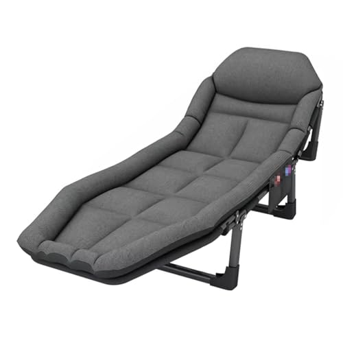 Puff Cama Plegable con Almohada con Memoria Respaldo Regulable en Seis Velocidades Cama Plegable Portátil Capacidad de Carga 150kg(Gray B)