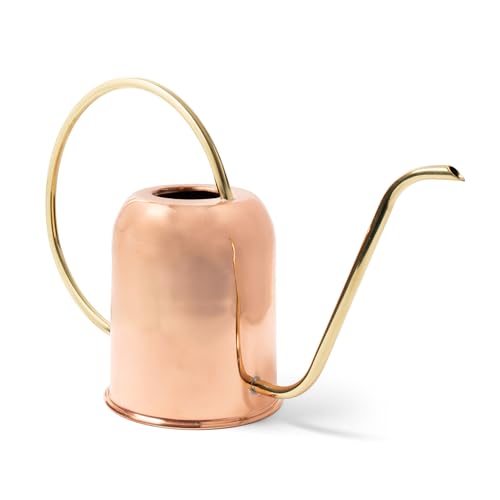 Copper Watering Can Indoor Plants - 48oz Long Spout Precise Small Water Can for Plants Bonsai Succulents Houseplants or Garden - Metal Inside or Outdoor Plant Watering Cans by Kings County Tools