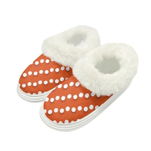 GIFTPUZZ Slippers for Women Winter Fall House Shoes with Fuzzy Faux Fur Collar and Indoor Outdoor Sole Size 5.5-12.5