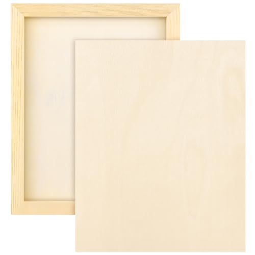 Aodaer 2 Pack Wood Panels 8 x 10 Inch Wooden Panels Canvas Unfinished Craft Wood Boards Panels for Art Crafts Acrylic and Oil Painting Pouring DIY Projects
