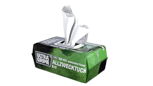 UltraGrime Pro Bio Cleaning Clothwipes | Industrielle Tücher zur Entfernung von Fett, Öl, Farbe und Tinte | 100 extragroße Feuchttücher, 38 cm x 25 cm
