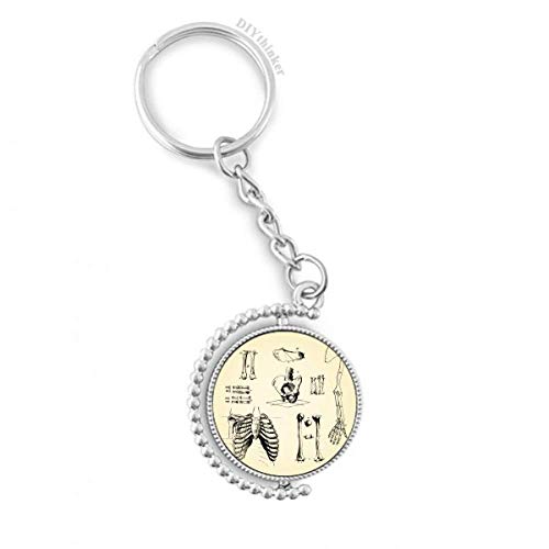 Clé anneau porte-keyholder squelette humain rotatif DIYthinker sketch médicale multicolore