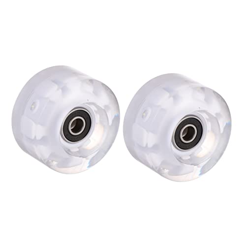 BRIGHTFUFU 2pcs Skating Wheels with Bearings Flashing Double Row Roller Skate Accessories for Smooth Performance and Noise Enjoyment for Beginners and Practice Sessions