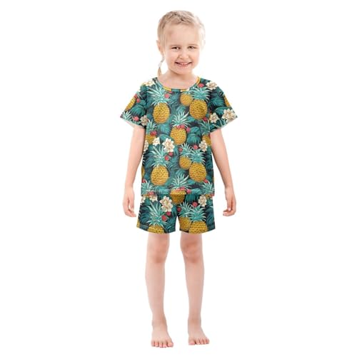 ALAZA Cute Pineapples Pajama Set Short Sleeve Sleepwear Soft Lounge Nightwear3