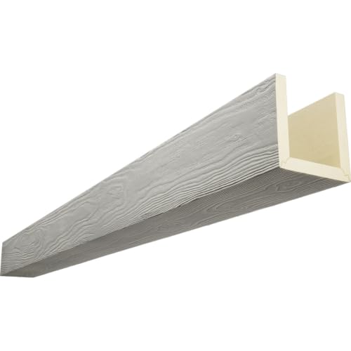 Timberthane Sandblasted Faux Wood Beam, 3-Sided (U-Beam), 6"W x 8"H x 96"L, Cashmere Finish
