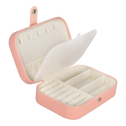 JessLab Smyckeskrin, organiseringslåda i dubbla lager för små smycken, smyckesförvaring för örhängen, ringar, halsband och armband. För sminkbord e PU läder, colore: Rosa, cod. Jewelry-OrganizerBox-DFN