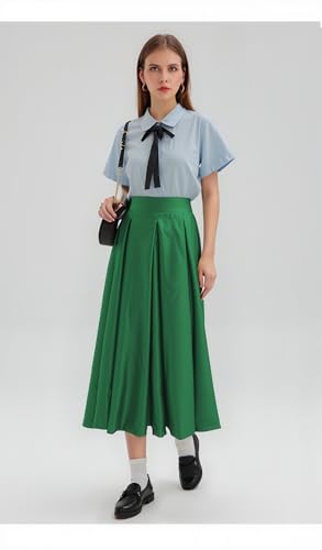 Diydress Women's Short Fashion High Waist A-Line Satin Skirts with Pockets3