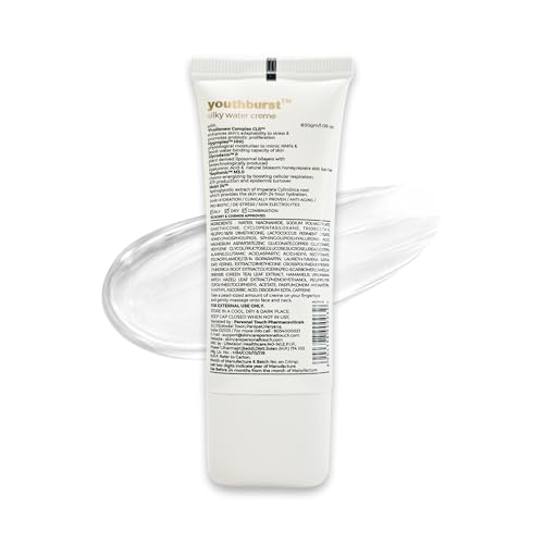 Personal Touch Youthburst Water Gel Moisturiser | Hyaluronic Acid, Vitamins E, C, B3 | 24H Hydration, Dark Circle & Wrinkle Reduction | Anti-Aging Primer | Non-Comedogenic | All Skin Types – 30ml