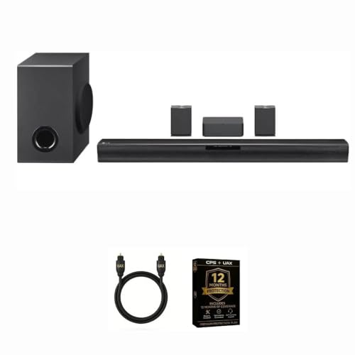 LG SQC4RKIT1 Sound Bar with 12 Mo CPS, HDMI Cable, 4.1 Channel Home Theater System, Wireless Subwoofer and Rear Speakers, Dolby Digital Surround Sound, Bluetooth, Wall Mountable, Black