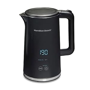 Hamilton Beach Digital Temperature Control Electric Tea Kettle, Hot Water Boiler & Heater 1.7L, 5 Preset Modes + Keep Warm, Fast Boil 1500 Watts, BPA Free, Cool-Touch Exterior, Black (41033)