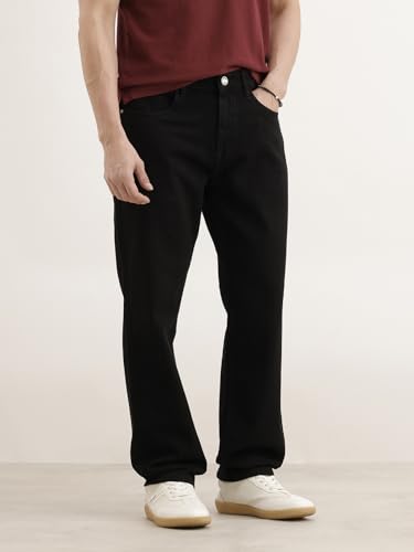 Image of WROGN Men's 100% Cotton Jeans | Solid | Anti Fit