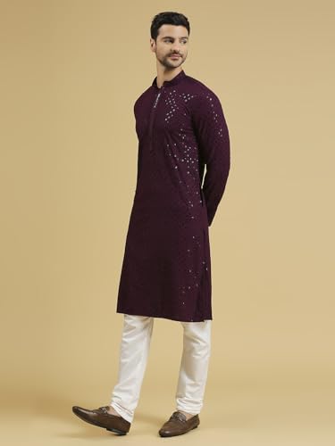 Image of Rajubhai Hargovindas Men Chikankari and Sequin Work Kurta