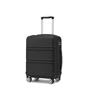 KONO Handgepäck Koffer 20 Zoll Leichter ABS+PC Hartschalenkoffer mit TSA-Schloss Reisekoffer mit 4 Rollen Kabinenkoffer 52×38×21cm, Schwarz