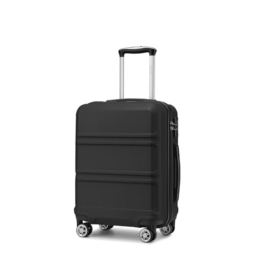 KONO Handgepäck Koffer 20 Zoll Leichter ABS+PC Hartschalenkoffer mit TSA-Schloss Reisekoffer mit 4 Rollen Kabinenkoffer 52×38×21cm, Schwarz