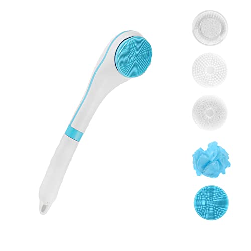 Electric Body Brush Scrubber, Eechargeable Pore Cleaner,Exfoliant for Face Legï¼Long Handle Back Brush for Showerï¼Body Brushes for Cleansing Exfoliating Men Women