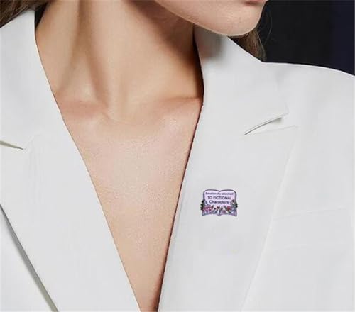 Image of zhanghaoran Emotionally Attached Enamel Character Brooch, Metal Badge Lapel Pin, Blooming Flower Enamel Book Brooch, Nerd Bookworm Gift Jewelry Accessory