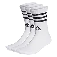 adidas Unisex adulto 3-Stripes Cushioned Crew Socks 3 Pairs, White / Black, 6.5-8